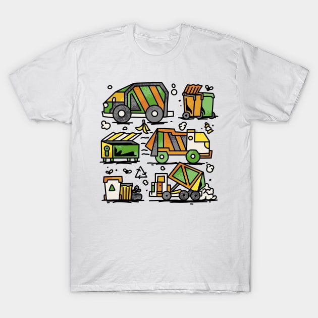 Garbage Trucks And Trash   P T-Shirt by LindenDesigns